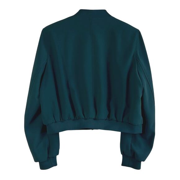 Tahari Snap Front Bomber Jacket In Evening Pine Green - Picture 4 of 6